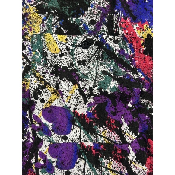 Vintage Riscatto Shirt Mens Art-to-Wear Funky Paint Splatter Maximalist Large - Picture 7 of 11